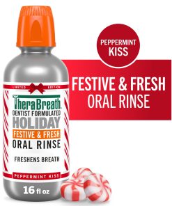 TheraBreath Limited Edition Holiday Festive & Fresh Oral Rinse, Peppermint Kiss